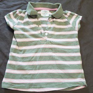 H&M Polo Shirt Striped Pattern Green Pink Button Up Short Sleeve 6-9 Month Size